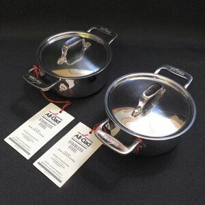2 x ALL CLAD 1/2 Quart Mini Cocottes /Dutch Ovens (Set of 2) Stainless Steel NWT